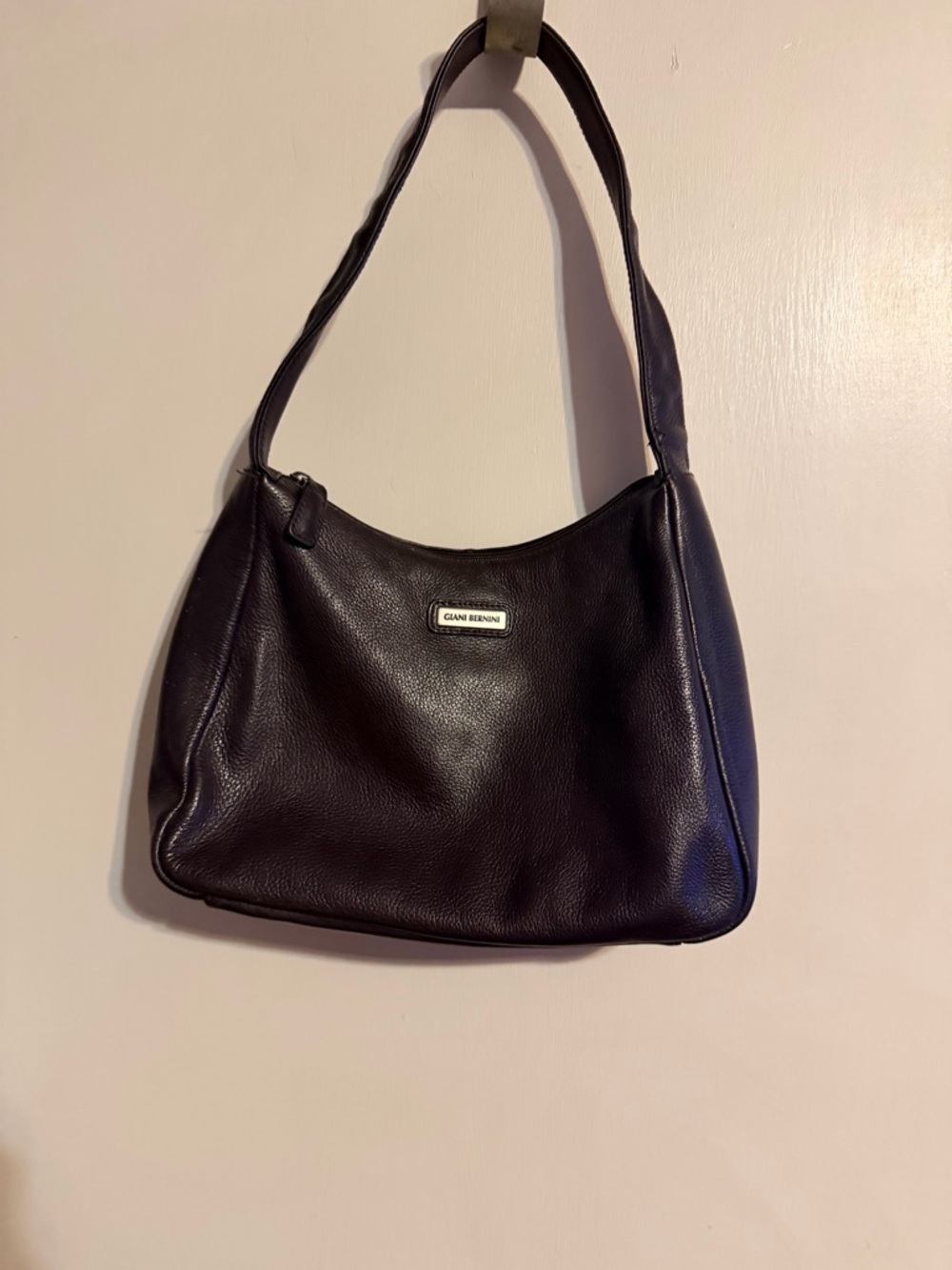 Giani Bernini Brown Pebbled Leather Shoulder Bag Minimalist Luxe Everyday Hobo